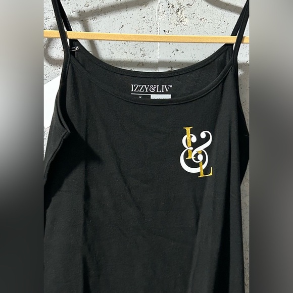 #0990 Black White & Gold Spaghetti Straps Tank Top - NIP Izzy & Liv - Picture 2 of 3